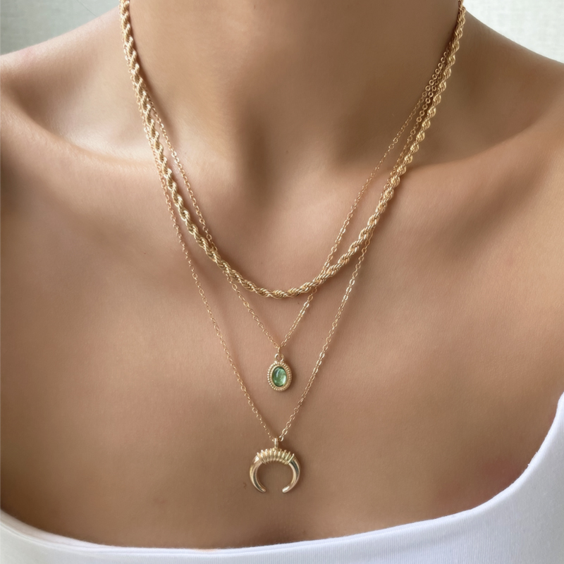 Wholesale Jewelry Fashion Moon Geometric Pendent Multi-layer Necklace Nihaojewelry display picture 7