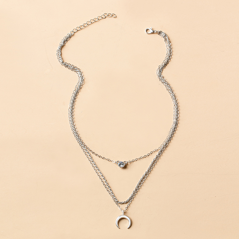 Wholesale Jewelry Fashion Moon Diamond Pendant Multi-layer Necklace Nihaojewelry display picture 1
