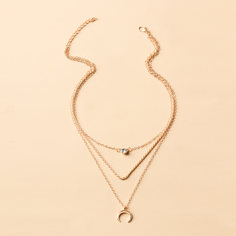 Wholesale Jewelry Fashion Moon Diamond Pendant Multi-layer Necklace Nihaojewelry display picture 4
