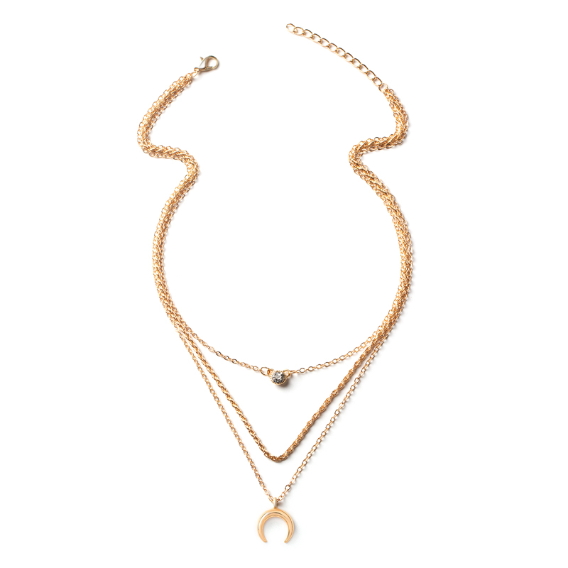 Wholesale Jewelry Fashion Moon Diamond Pendant Multi-layer Necklace Nihaojewelry display picture 10