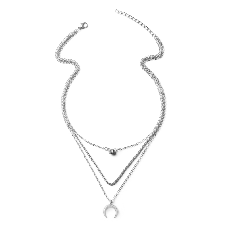 Vente En Gros Bijoux Mode Pendentif Diamant Lune Collier Multicouche Nihaojewelry display picture 11