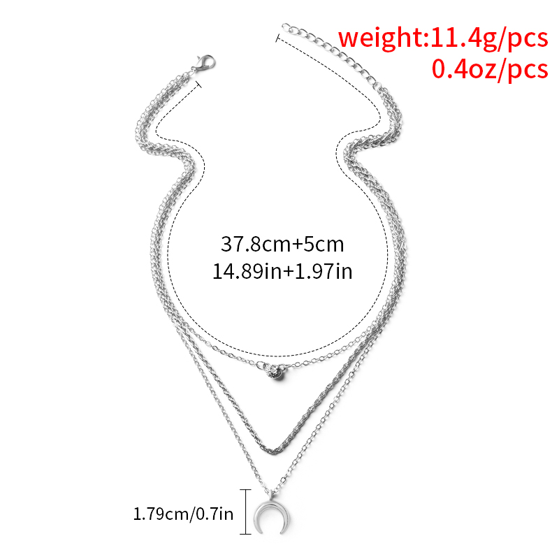 Wholesale Jewelry Fashion Moon Diamond Pendant Multi-layer Necklace Nihaojewelry display picture 13