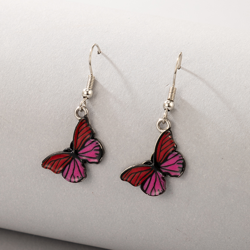 Wholesale Fashion Red Butterfly Pendant Earrings Nihaojewelry display picture 1
