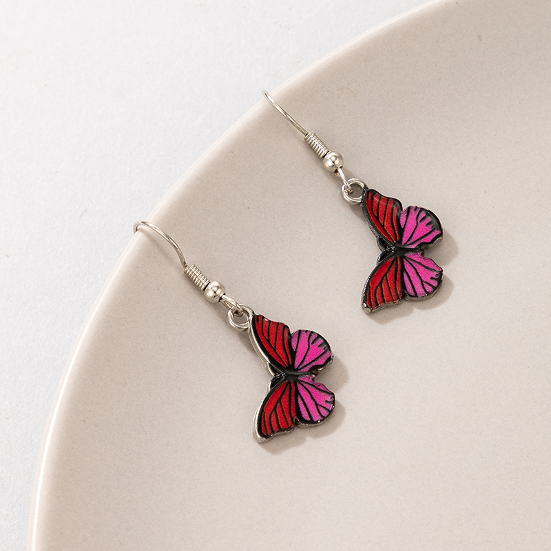 Wholesale Fashion Red Butterfly Pendant Earrings Nihaojewelry display picture 2