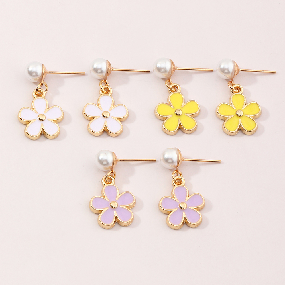 Wholesale Jewelry Fashion Driping Oil Flower Alloy Earrings Nihaojewelry display picture 2