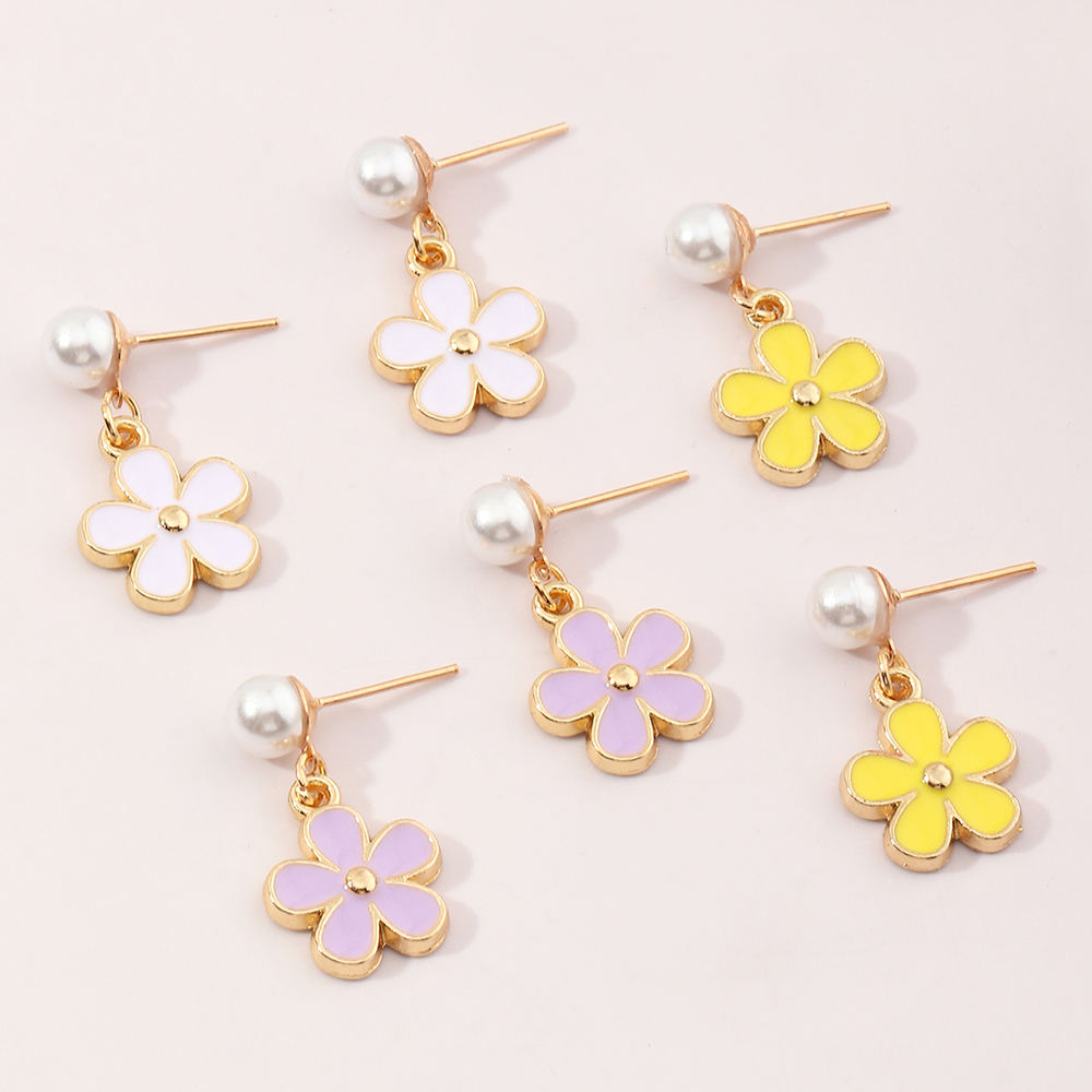 Wholesale Jewelry Fashion Driping Oil Flower Alloy Earrings Nihaojewelry display picture 3