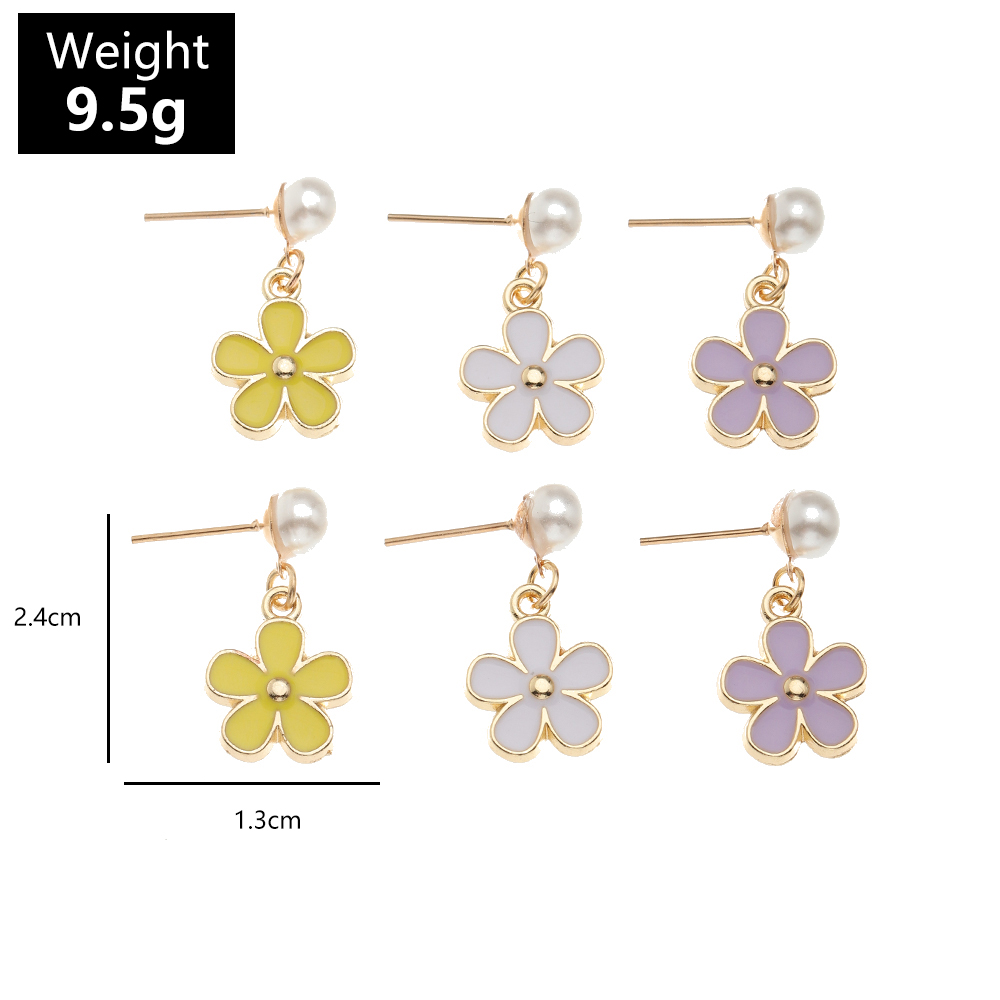 Wholesale Jewelry Fashion Driping Oil Flower Alloy Earrings Nihaojewelry display picture 5