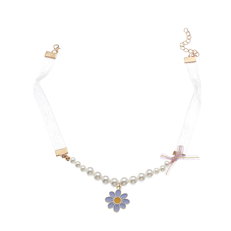 Wholesale Collier Pendentif Fleur Bleue Perle De Mode Bijoux Nihaojewelry display picture 5