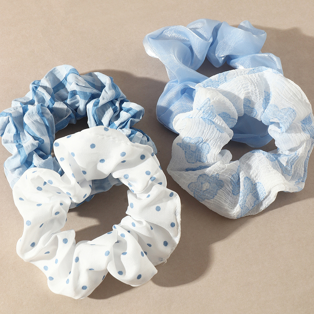 Wholesale Polka Dots Stripe Plaid Hair Scrunchies Nihaojewelry display picture 1