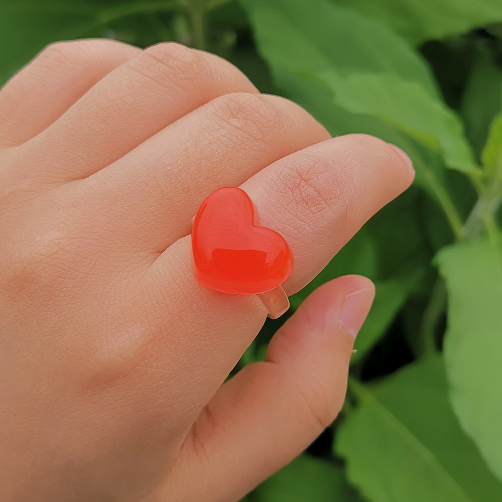 Sweet Heart Shape Synthetic Resin Wholesale Rings display picture 1