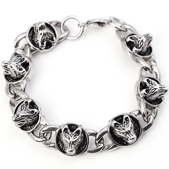 Großhandel Schmuck Retro Titan Stahl Wolfskopf Armband Nihaojewelry display picture 1