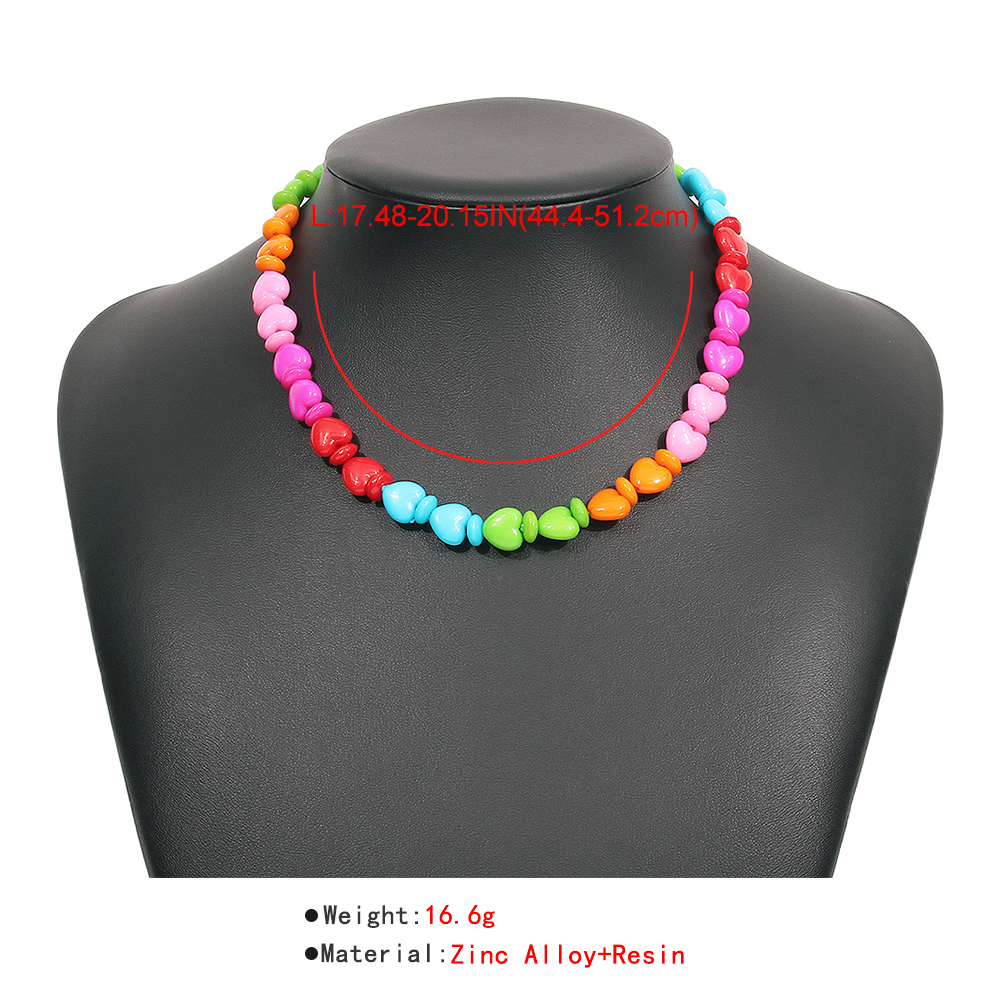Wholesale Jewelry Color Heart Splicing Beaded Necklace Nihaojewelry display picture 2