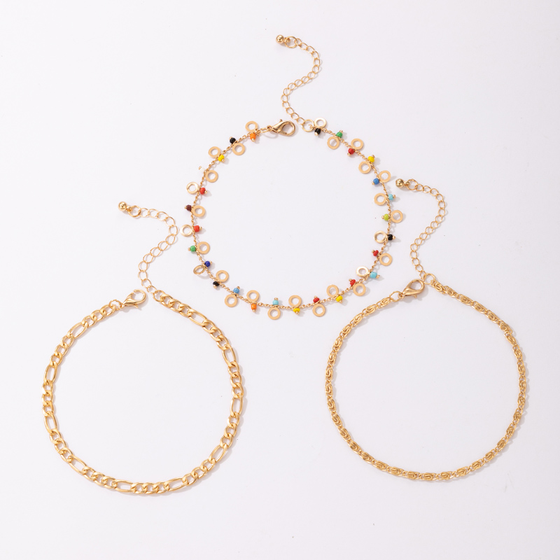 Wholesale New Color Bead Metal Anklet Set Nihaojewelry display picture 5