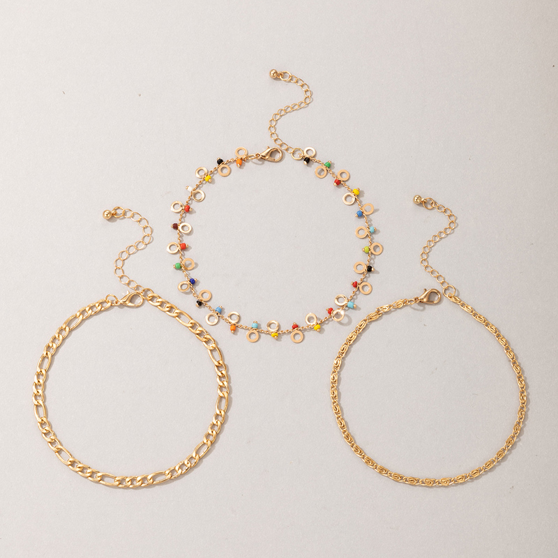 Wholesale New Color Bead Metal Anklet Set Nihaojewelry display picture 6