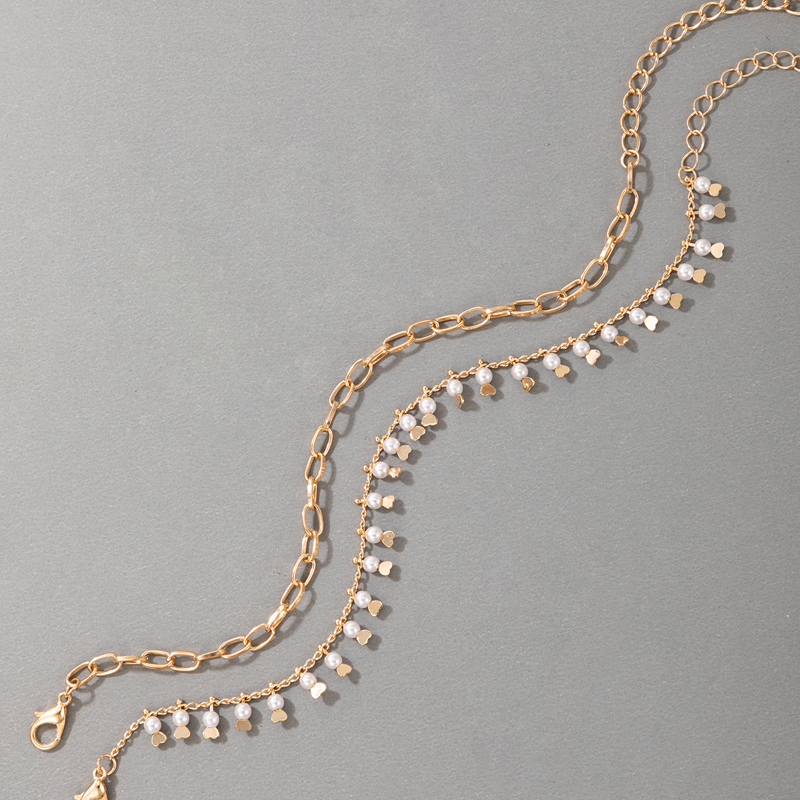 Wholesale New Fashion Metal Heart-shaped Pearl Bracelet 2-piece Set Nihaojewelry display picture 5