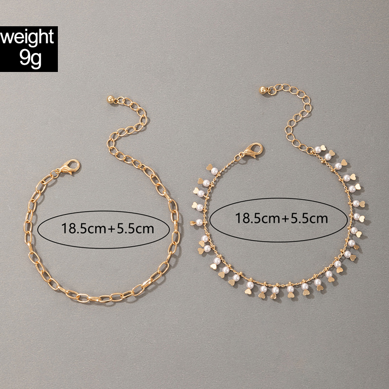Wholesale New Fashion Metal Heart-shaped Pearl Bracelet 2-piece Set Nihaojewelry display picture 6
