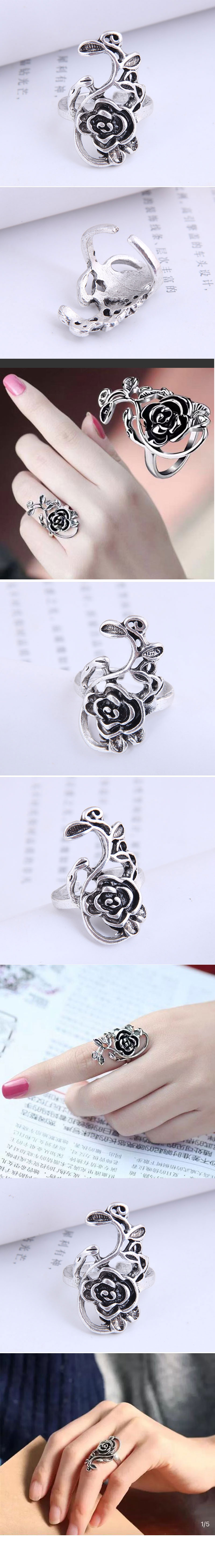 Wholesale Jewelry Retro Rose Hollow Open Ring Nihaojewelry display picture 1