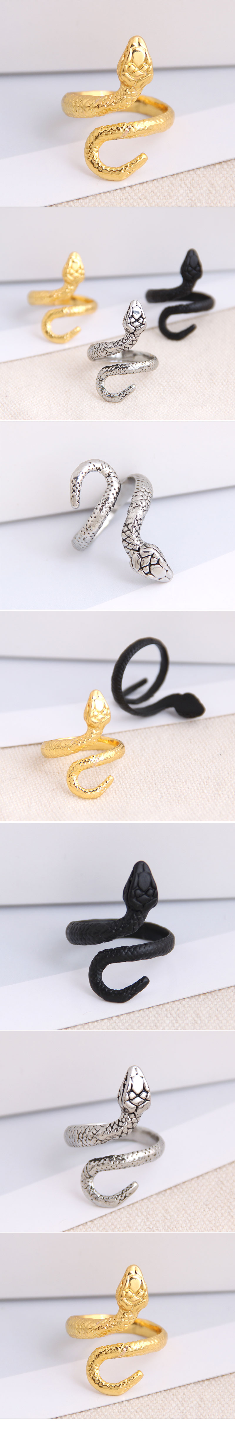 Wholesale Jewelry Simple Metal Auspicious Geometric Snake Open Ring Nihaojewelry display picture 1