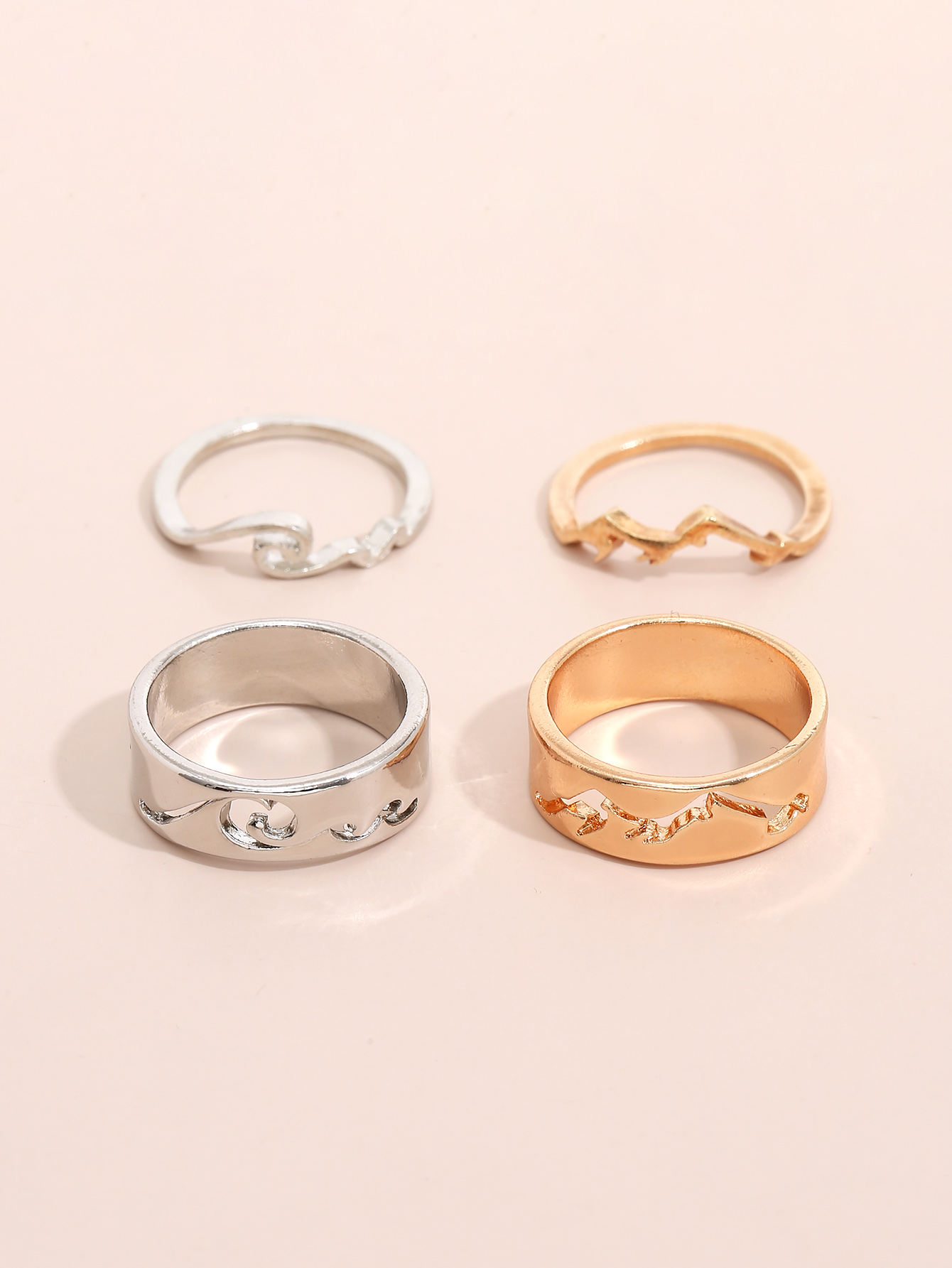 Wholesale Simple Fashion Hollow Alloy Four-piece Ring Nihaojewelry display picture 1