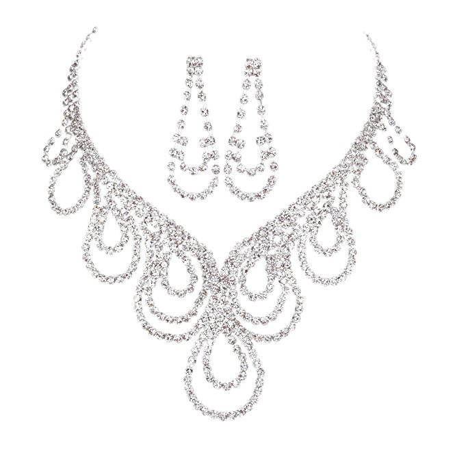 Wholesale New Water Drop Two-piece Bridal Rhinestone Necklace Set Nihaojewelry display picture 1