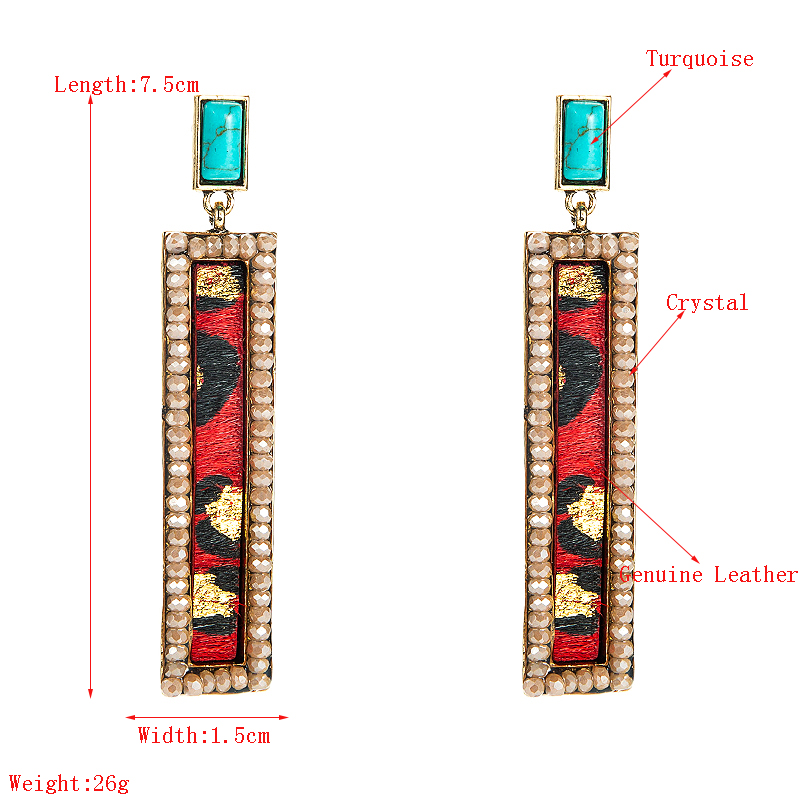 Wholesale Bohemian Leopard Print Leather Crystal Earrings Nihaojewelry display picture 1