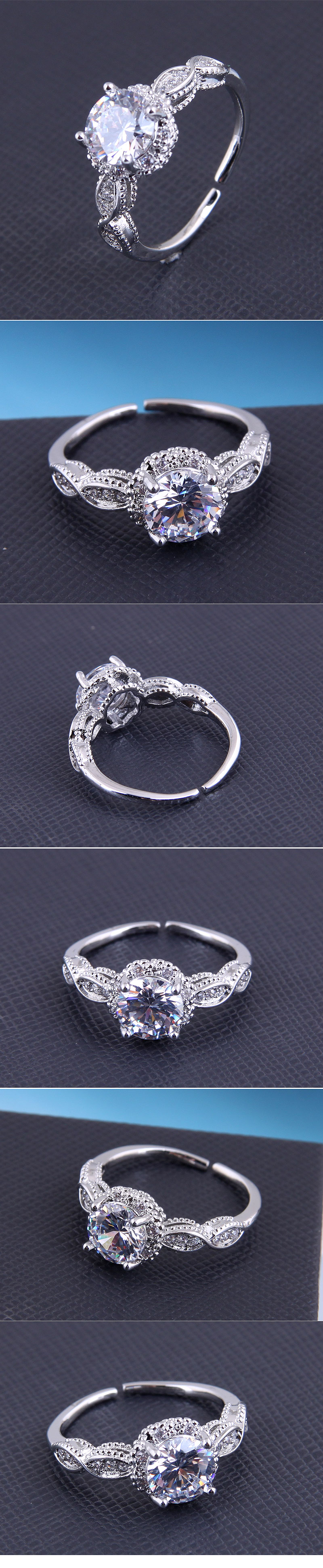 Wholesale Korean Geometric Copper Inlaid Zirconium Ring Nihaojewelry display picture 1
