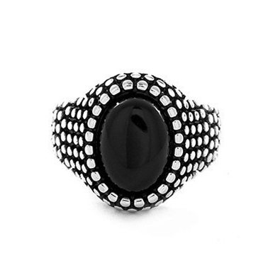 Vintage Titanium Steel Inlaid Natural Stone Ring Wholesale Nihaojewelry display picture 2