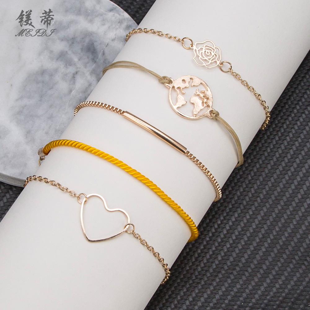 Nihaojewelry Fashion Hollow Heart Tassel Bracelet Set Wholesale Jewelry display picture 5