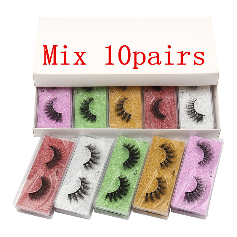 Nihaojewelry Color Base Card Mixed Natural False Eyelashes 10/20 Pair Set Wholesale display picture 1