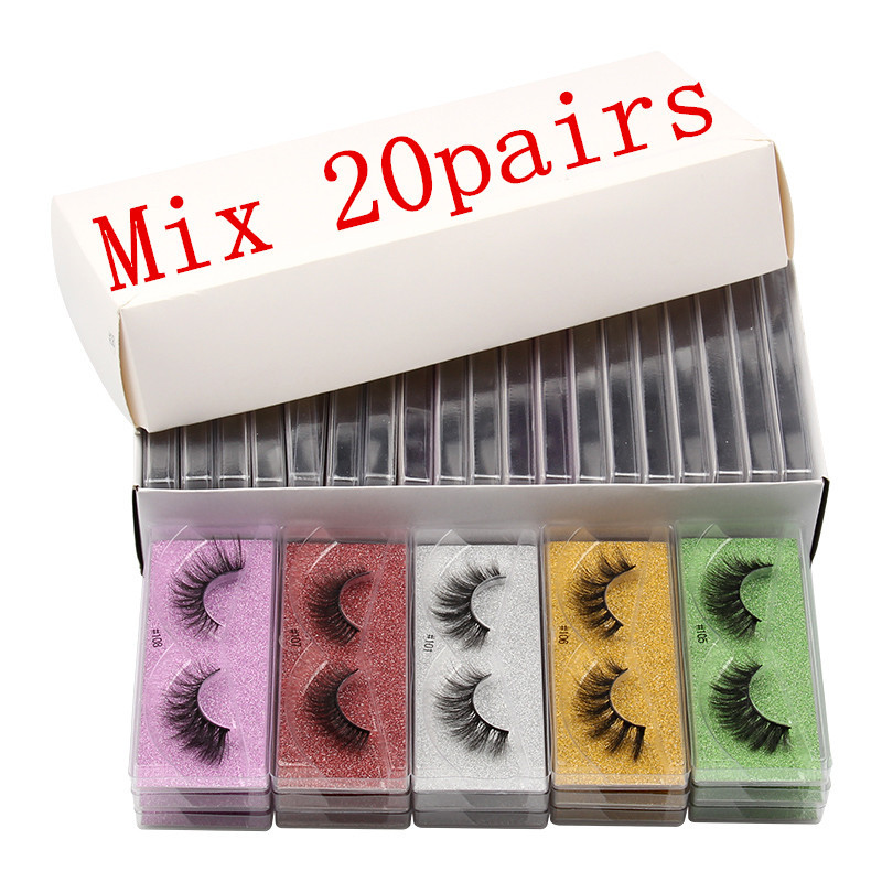 Nihaojewelry Color Base Card Mixed Natural False Eyelashes 10/20 Pair Set Wholesale display picture 2