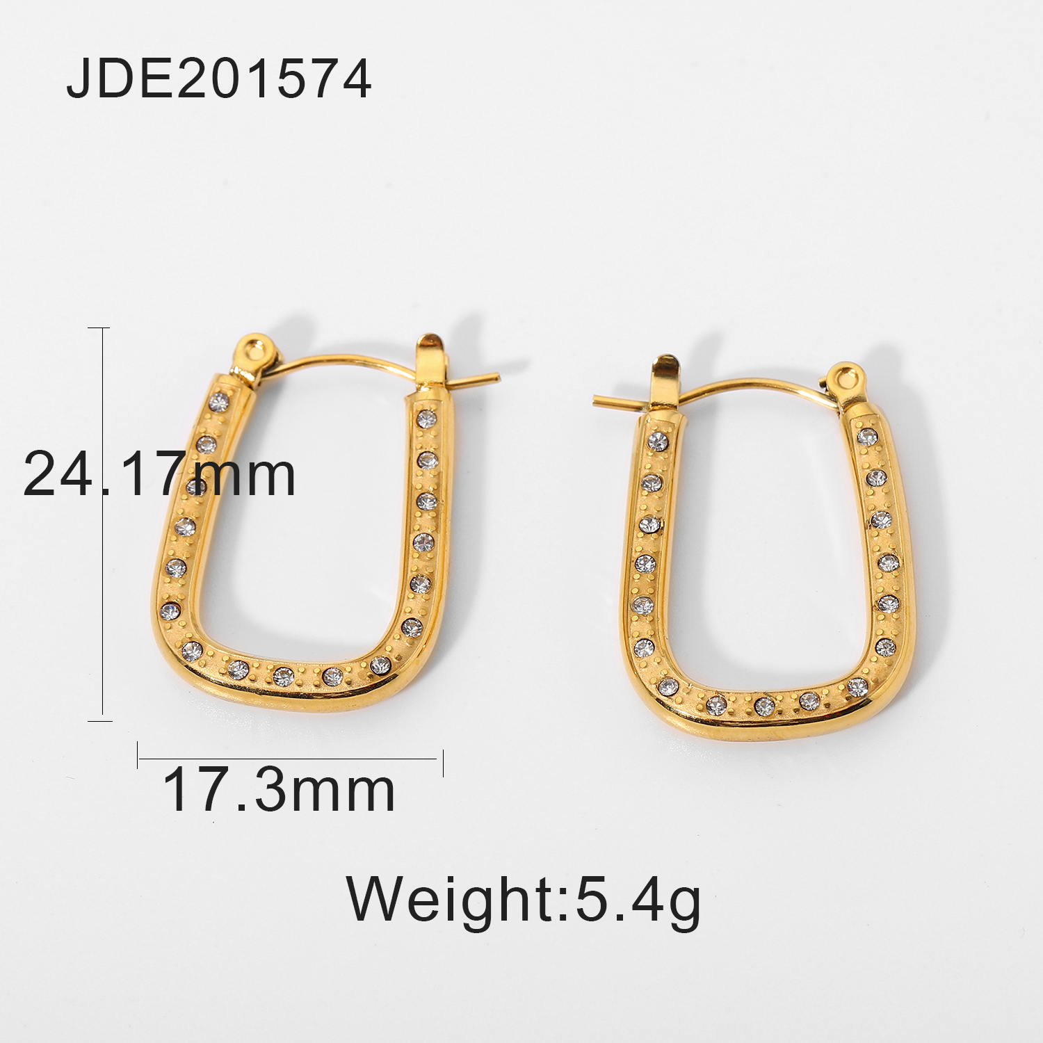 Fashion 18k Gold-plated U-shaped Inlaid Zirconium Hoop Earrings Wholesale Nihaojewelry display picture 1