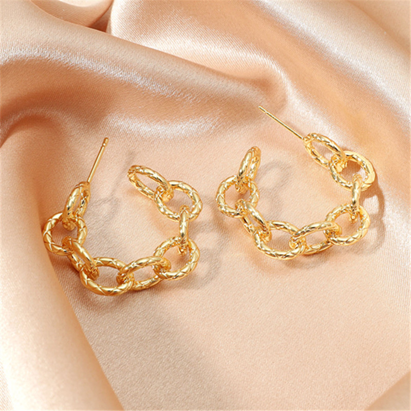 New Geometric Chain Small Ear Hoop Copper Earrings Wholesale Nihaojewelry display picture 1