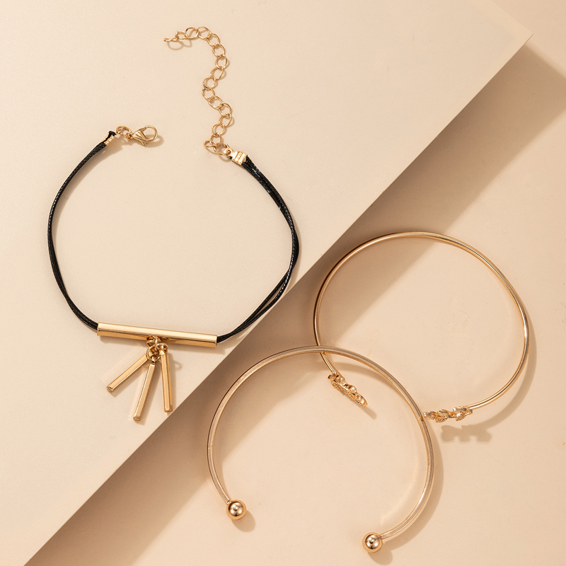 Wholesale Jewelry Bohemian Style Geometric Leaves Shape Bracelet 3-piece Set Nihaojewelry display picture 1