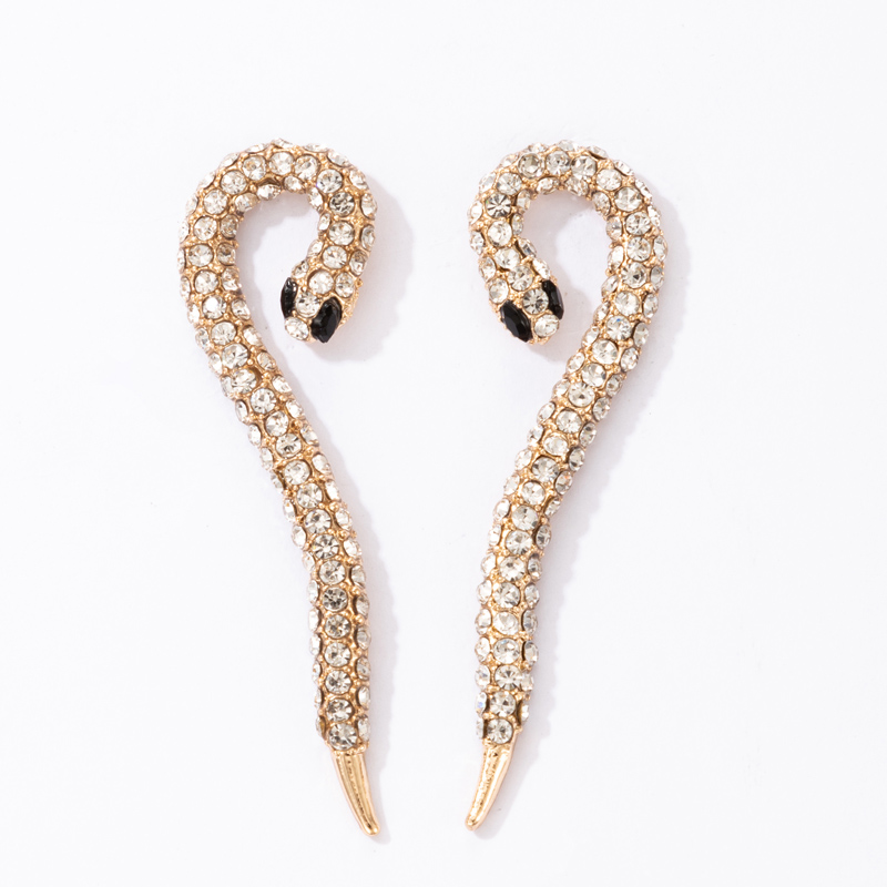 Wholesale Jewelry Snake Shape Full Of Diamonds Stud Earrings Nihaojewelry display picture 2