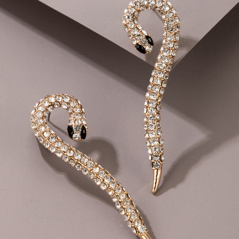 Wholesale Jewelry Snake Shape Full Of Diamonds Stud Earrings Nihaojewelry display picture 5