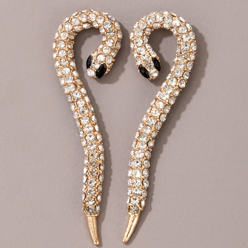 Wholesale Jewelry Snake Shape Full Of Diamonds Stud Earrings Nihaojewelry display picture 6