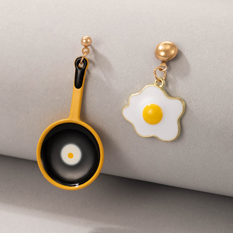 Wholesale Jewelry Cartoon Frying Pan Fried Egg Earrings Nihaojewelry display picture 1