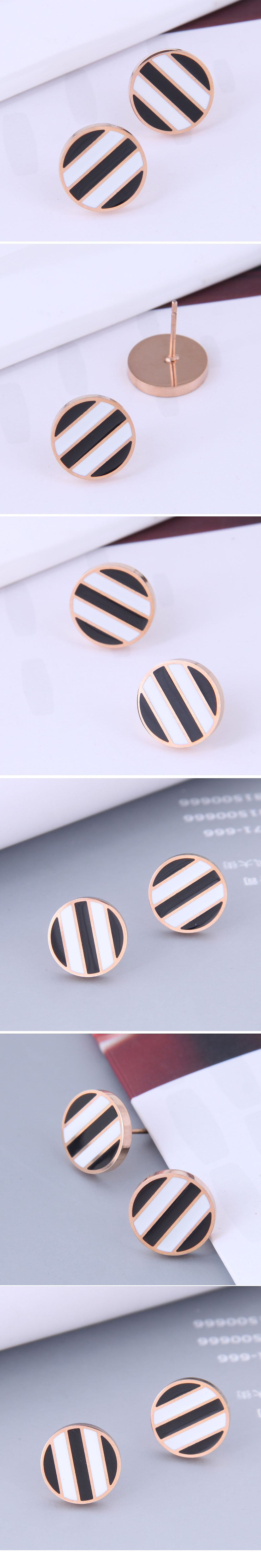 Wholesale Jewelry Simple Geometric Stripes Round Titanium Steel Earrings Nihaojewelry display picture 1