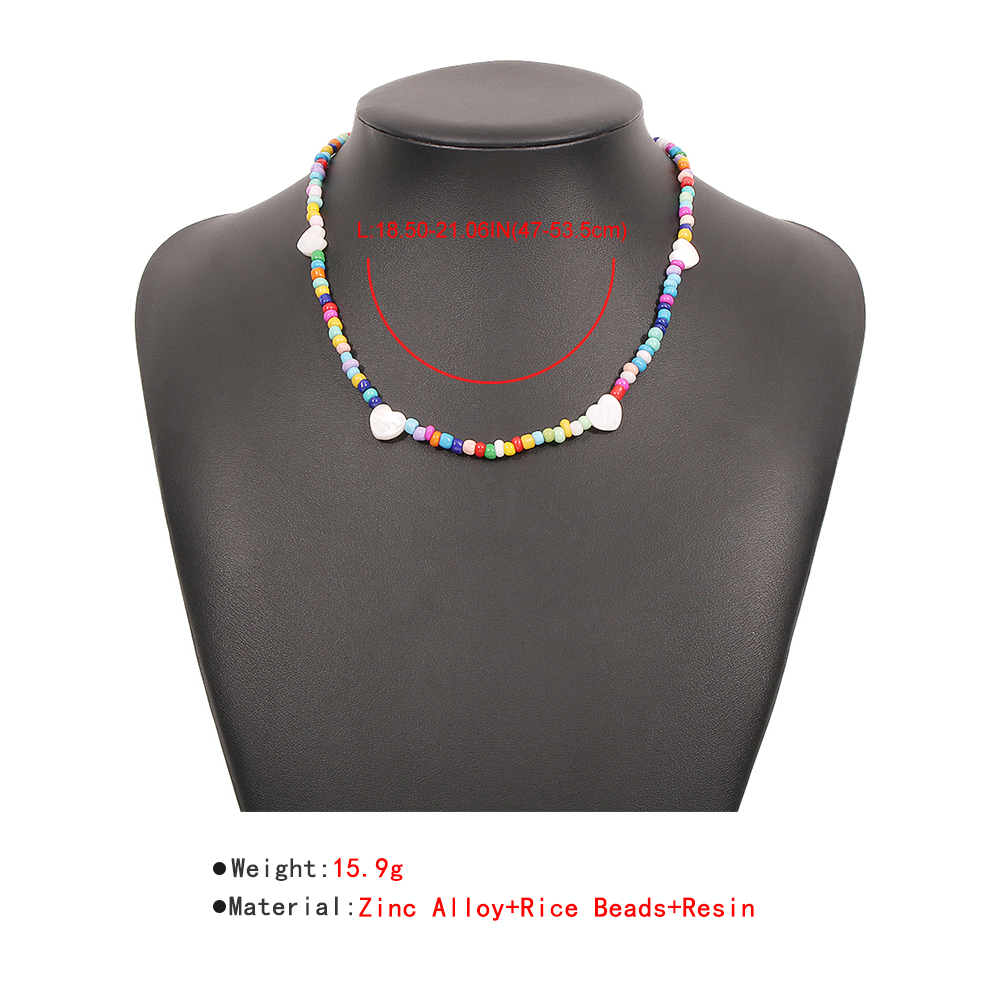 Großhandel Schmuck Böhmischen Kollidierenden Farbe Reis Perlen Herz Halskette Nihaojewelry display picture 3