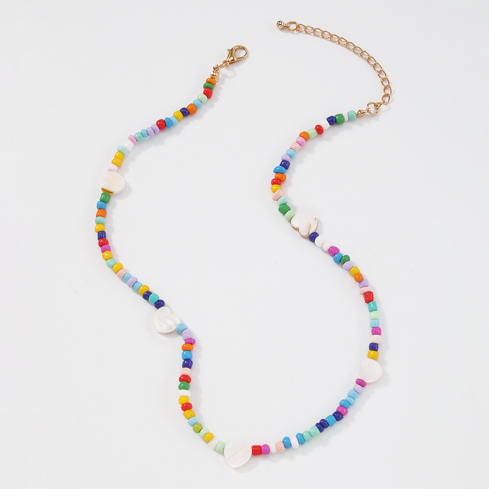 Wholesale Jewelry Bohemian Clashing Color Rice Bead Heart Necklace Nihaojewelry display picture 5