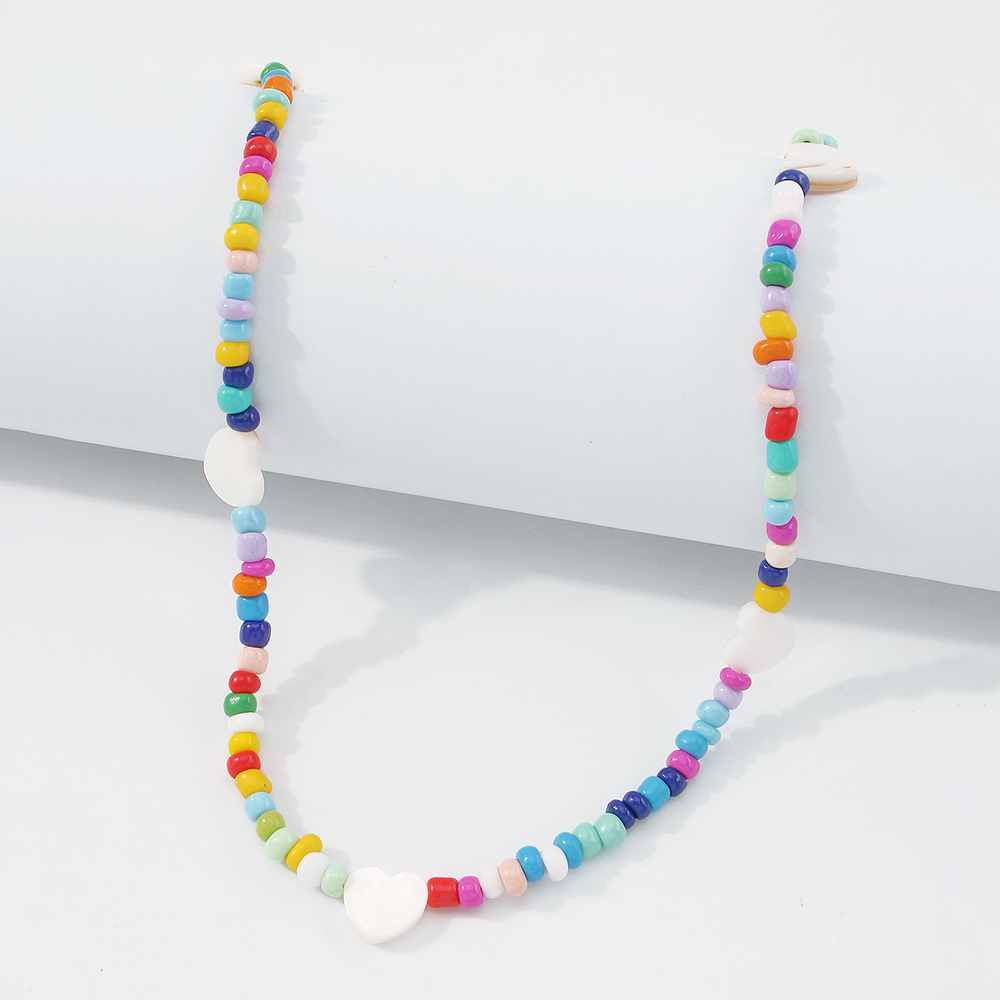 Wholesale Jewelry Bohemian Clashing Color Rice Bead Heart Necklace Nihaojewelry display picture 6