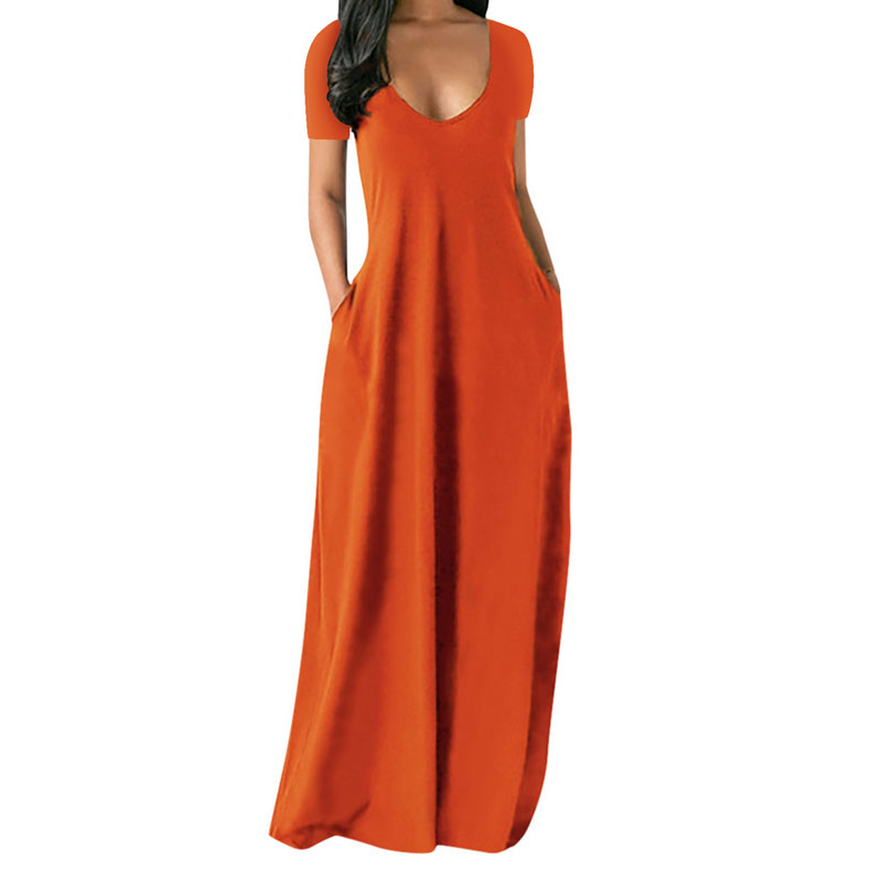 Femmes Robe Régulière Style Simple Col En U Manche Courte Couleur Unie Maxi Longue Robe Du Quotidien Rue display picture 7