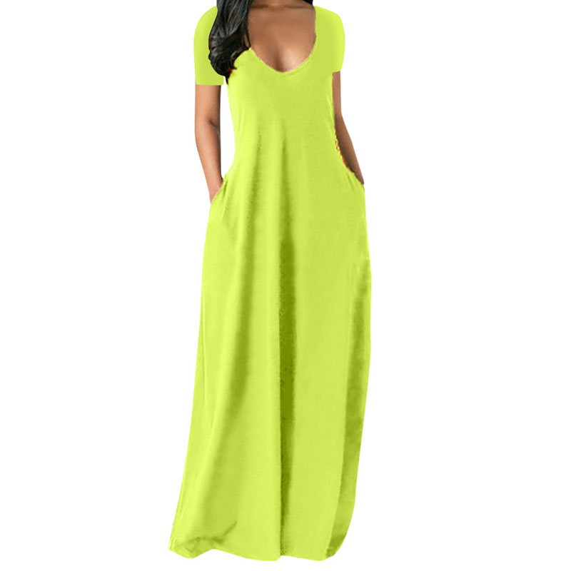 Femmes Robe Régulière Style Simple Col En U Manche Courte Couleur Unie Maxi Longue Robe Du Quotidien Rue display picture 11