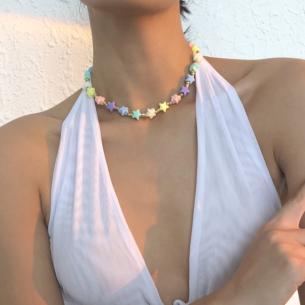 Nihaojewelry Bijoux En Gros Perles De Couleur Créatives Étoiles Splcing Chaîne Collier display picture 2