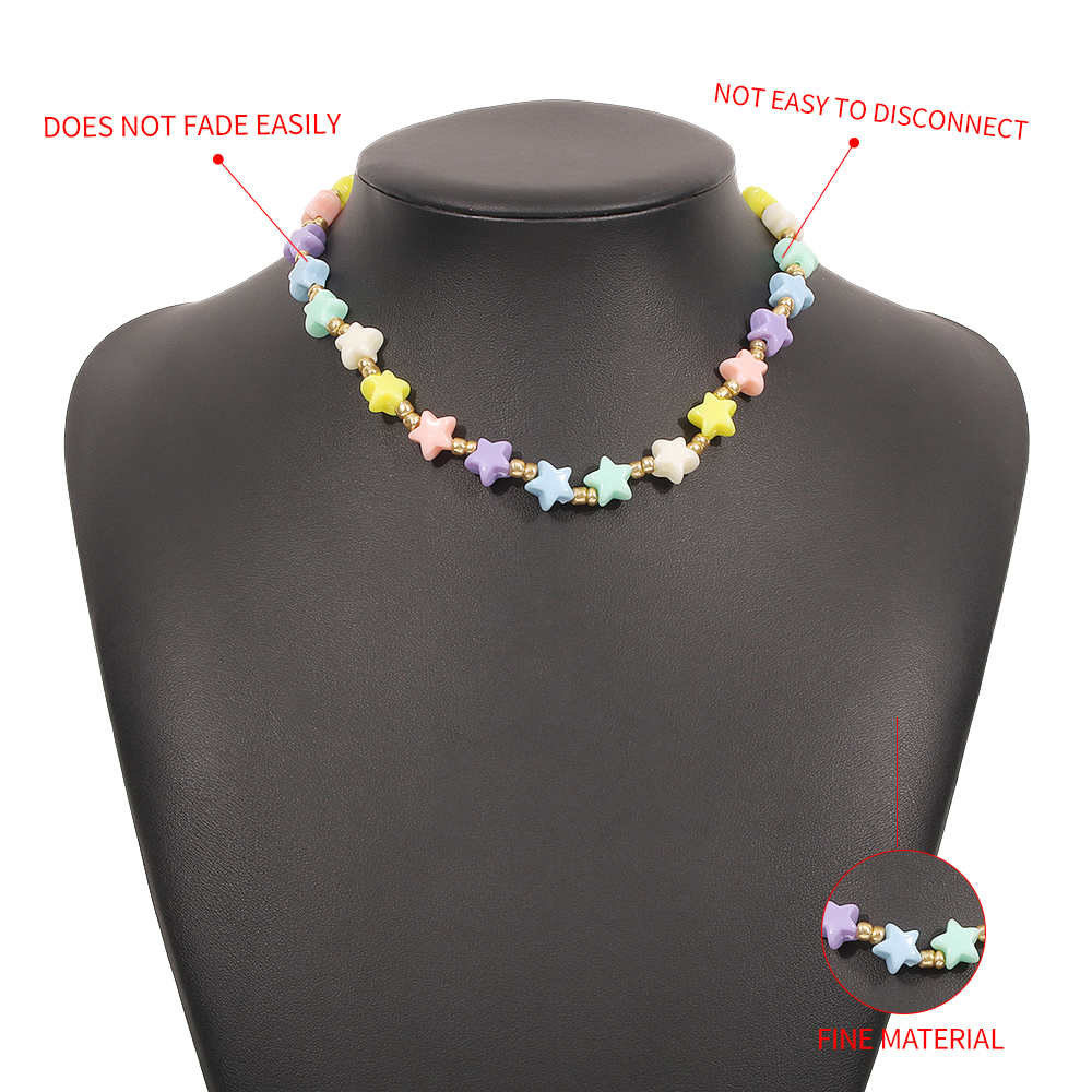 Nihaojewelry Wholesale Jewelry Creative Color Beads Stars Splcing Chain Necklace display picture 4