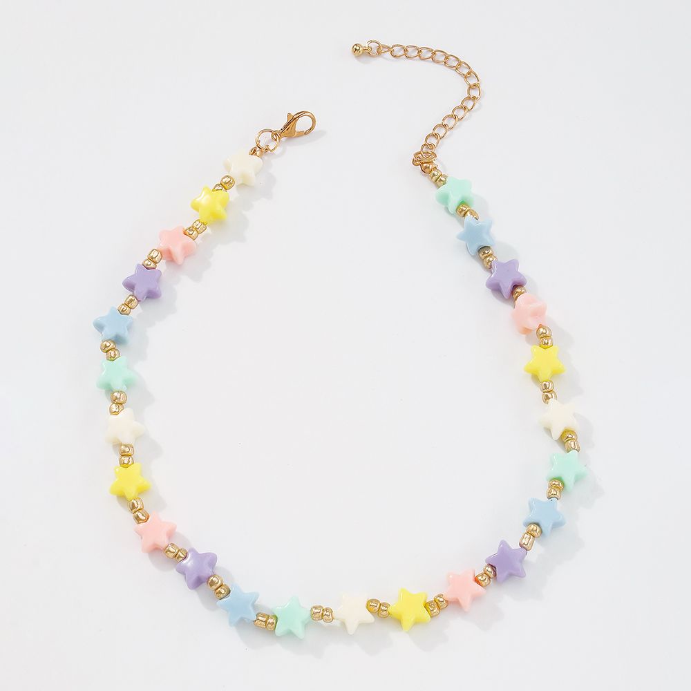 Nihaojewelry Wholesale Jewelry Creative Color Beads Stars Splcing Chain Necklace display picture 5