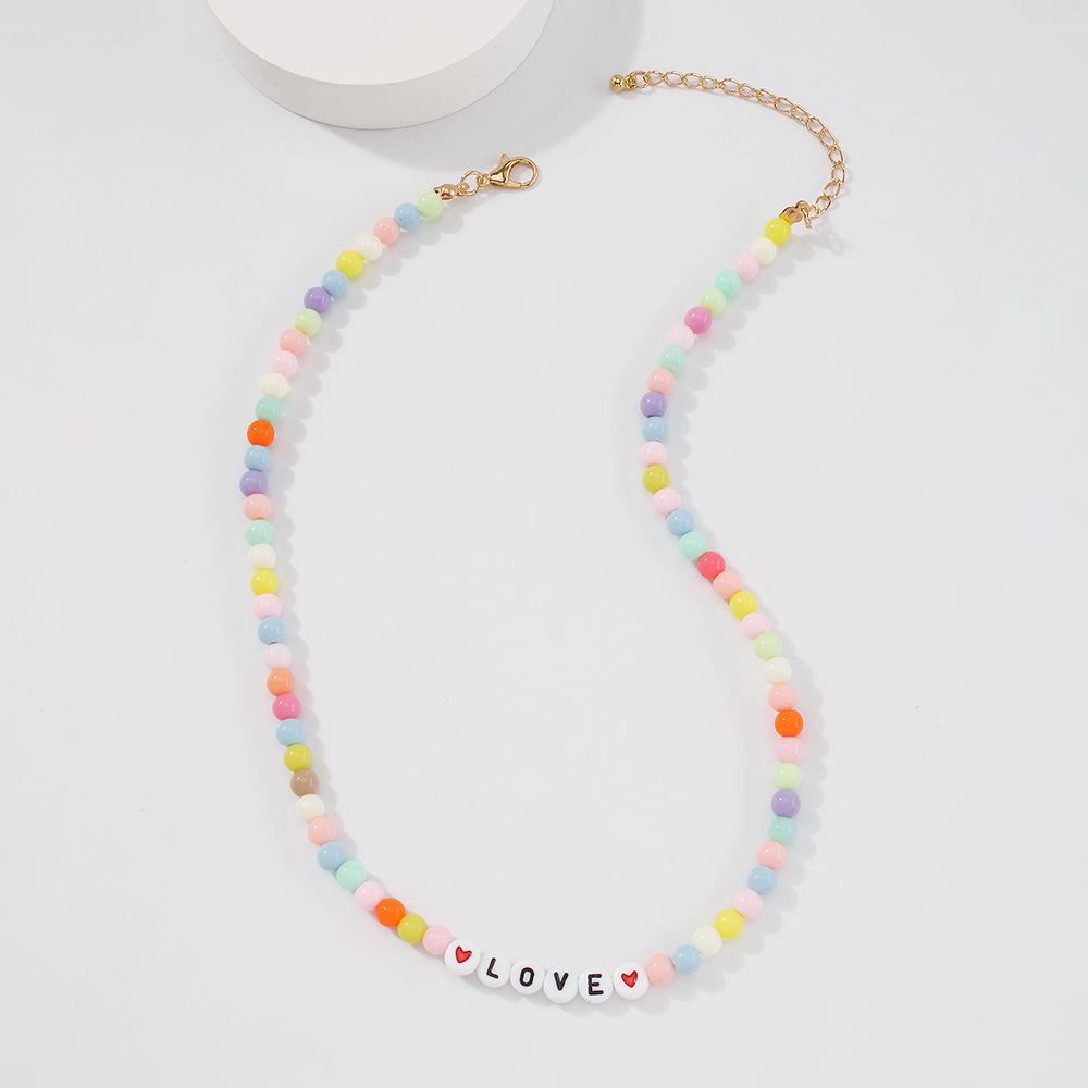 Nihaojewelry Bohemian Style Geometric Bead Letter Necklace Wholesale Jewelry display picture 5