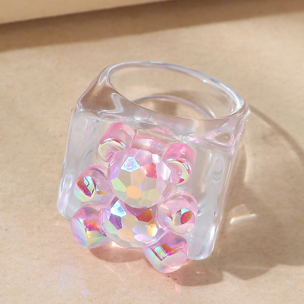 Nihaojewelry Wholesale Jewelry Simple Resin Transparent Bear Ring display picture 1