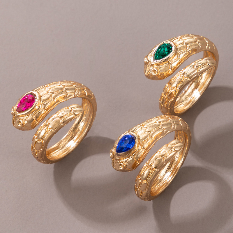 Nihaojewelry المجوهرات بالجملة ثلاثة ألوان الأفعى نمط قابل للتعديل سبائك حلقة 3-قطعة مجموعة display picture 1