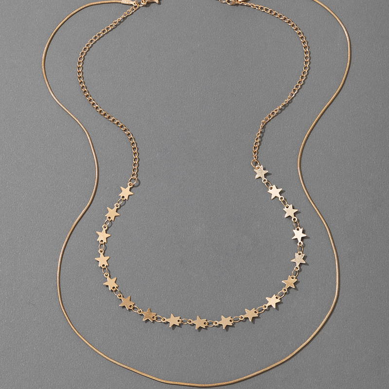 Nihaojewelry الجملة مجوهرات جديد نجمة الموضة سلسلة طبقة مزدوجة قلادة display picture 2